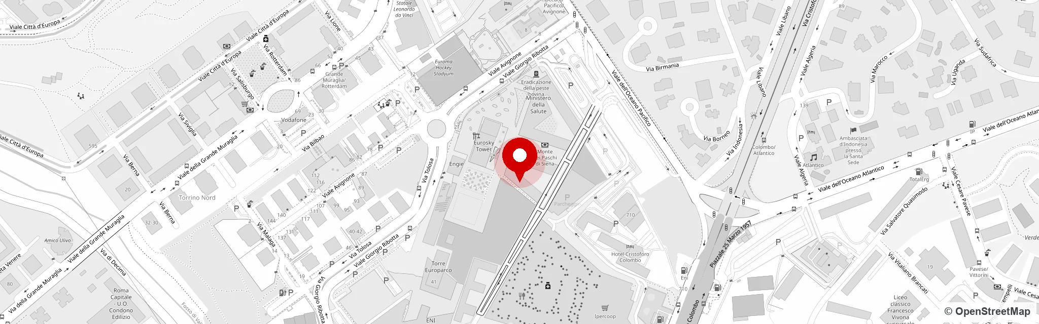 Mappa della zona Torrino-EUR di Roma, con la sede DPS in Viale Giorgio Ribotta 11